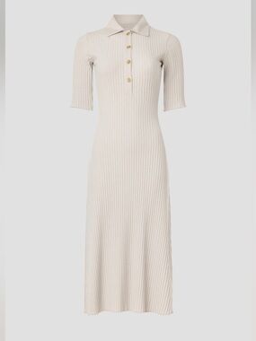 Ribbed Polo Midi Dress in Cream